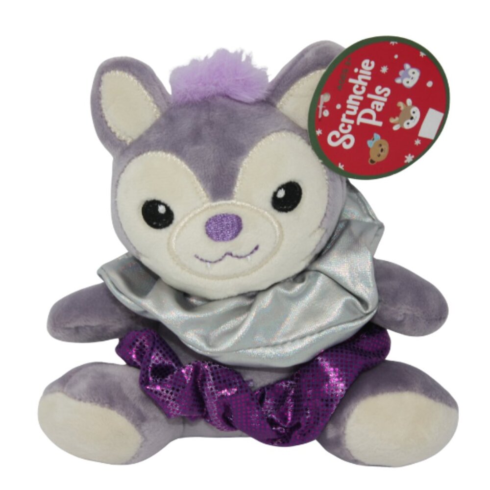 Scrunchie Pals, Cute Purple Deer Stuffed Animals With 2 Hair Ties + Free Gift